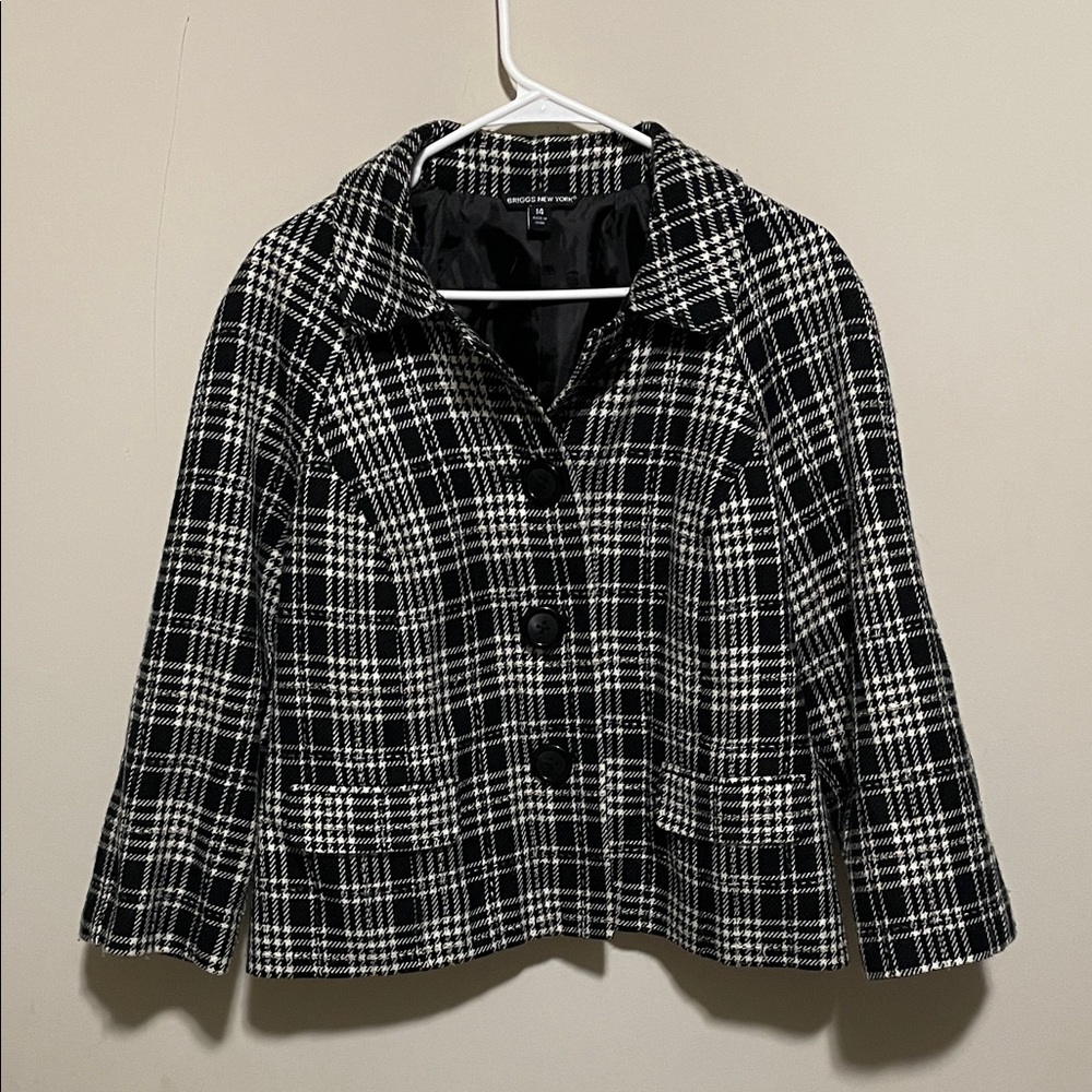 Briggs New York Black and White Checkered Blazer